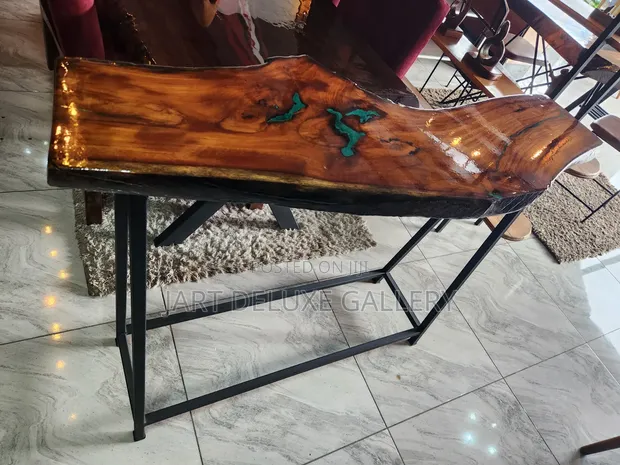 Live-Edge Wooden Epoxy Console Table - 1