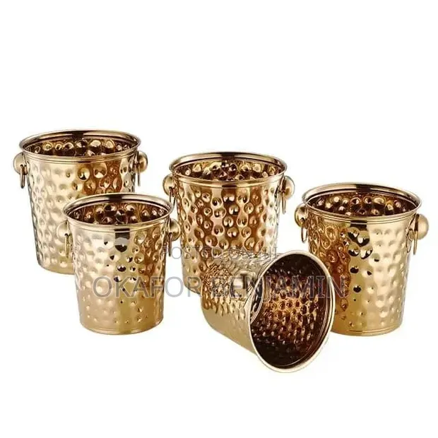 Stainless Gold Hammered Wine Champagne Bucket - 1