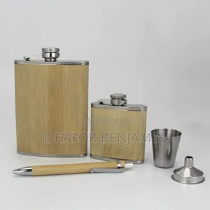 8oz 5-in-1 Bamboo Hip Flask Set tare da Funnel & Gift Box