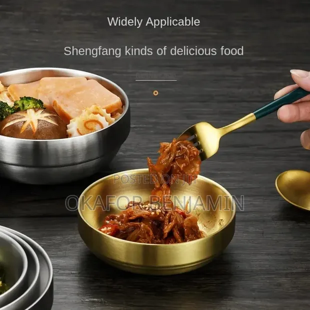 304 Stainless Steel Double Wall Golden Sauce Bowl (13-inch) - 1