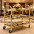 Quality Stainless Steel Titanium Gold Three-Layer Food Trolley - 1