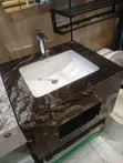 Wall-Hung Black Marble Cabinet Basin Set - 1
