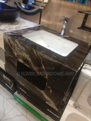 Wall-Hung Black Marble Cabinet Basin Set