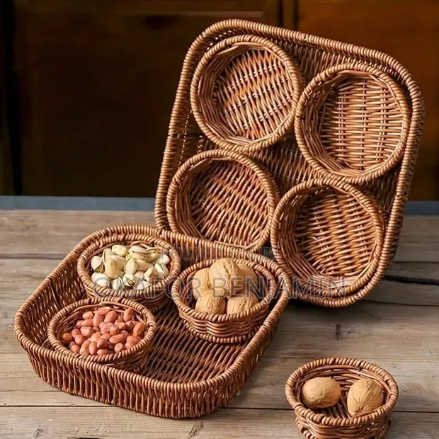 Rattan Woven Multipurpose Snack & Food Storage Basket Tray - 1