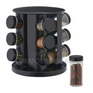 12 Jar Rotating Spice Rack Organizer - Square Shape