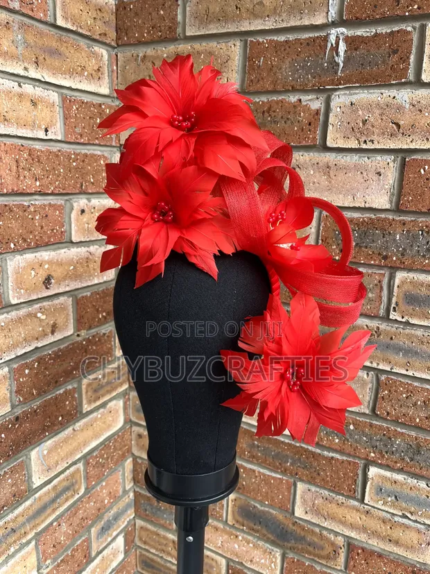 Red Rose Fascinator - 1