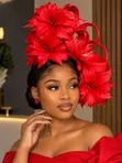 Red Rose Fascinator - 2
