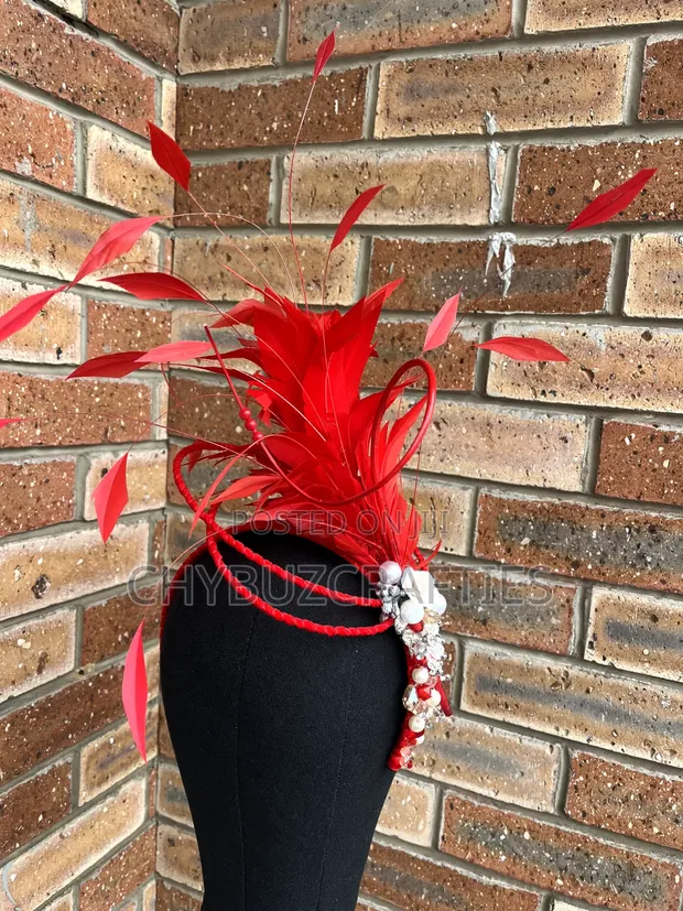 Red Feather Fascinator Headpiece - 1