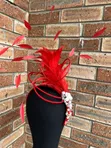 Red Feather Fascinator Headpiece - 1