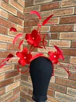 Red Feathery Rose Fascinator - 3