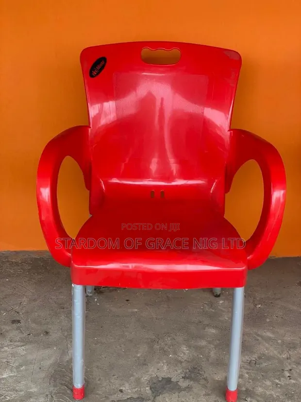 Stainless Leg Plastic Chairs - Red - 1