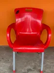 Stainless Leg Plastic Chairs - Red - 1