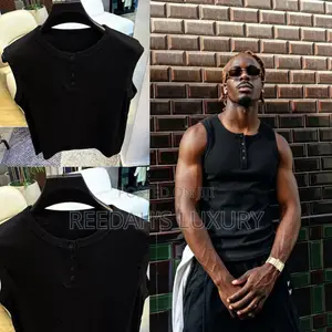Men's Button Tank Top - Beige