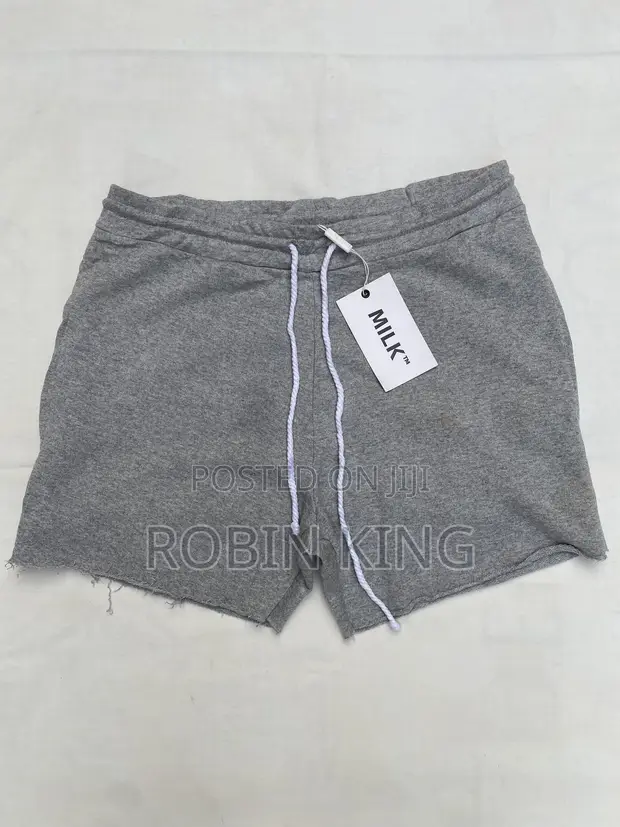 MILK Gray Raw Edge Fleece Sweat Shorts - Size Medium - 1