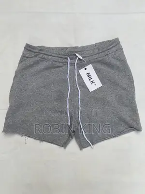 MILK Gray Raw Edge Fleece Sweat Shorts - Size Medium