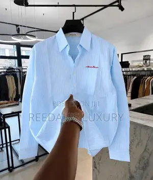 Men's Sky Blue Striped Button-Down Shirt