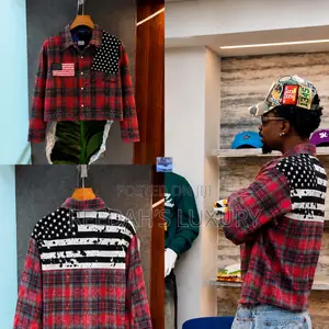 Men's Graphic Plaid Overshirt - Red