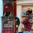 Men's Graphic Plaid Overshirt - Red - 2