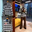 Men's Graphic Plaid Overshirt - Red - 3