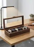 6 Slot Wood Grain Watch Storage Box - 1