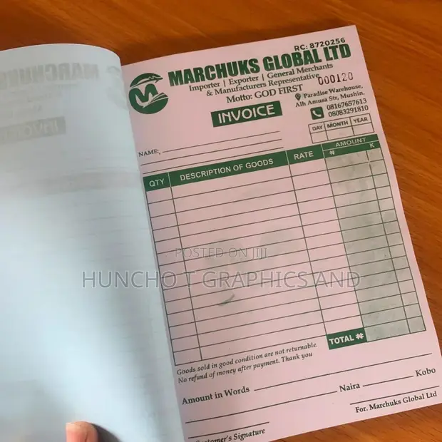 Custom Invoice & Receipt Booklet Design and Printing - 1