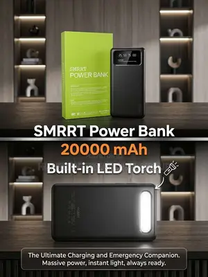 SMRRT 20000mAh Power Bank with LED Torch