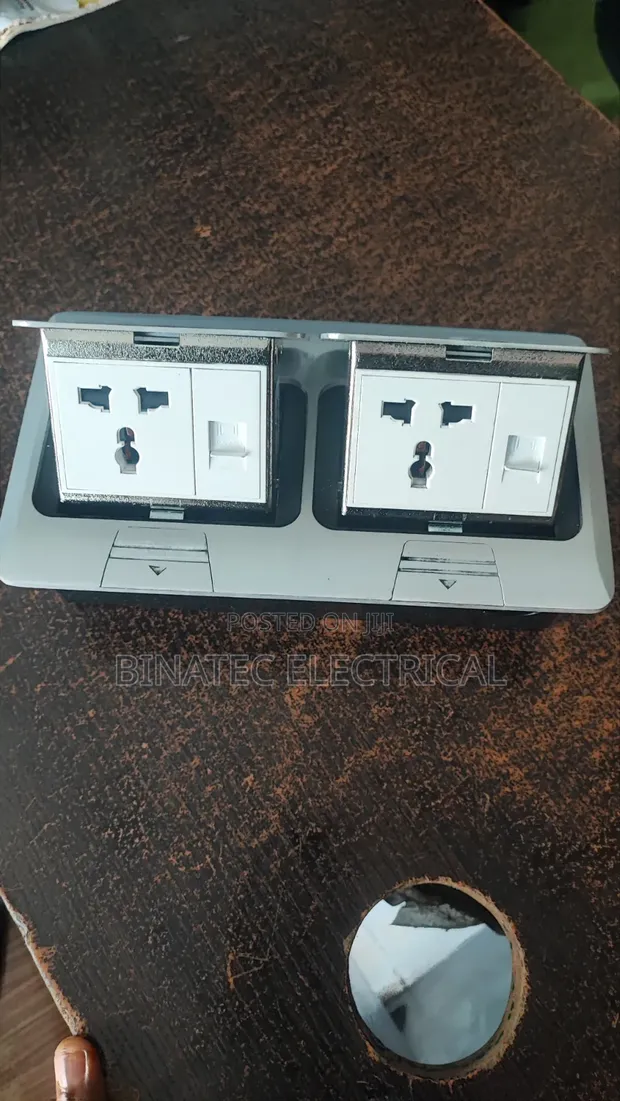 13A Double Socket Floor Box with Data Outlets | UK Brand - 1