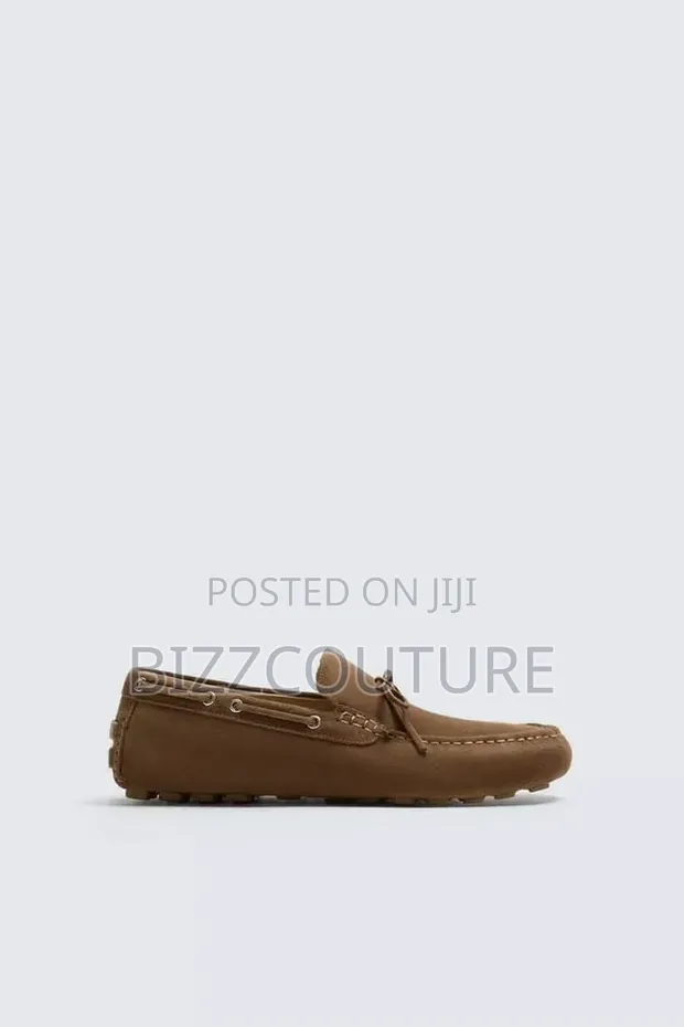 Original Zara Men's Driver Loafers - Brown Suede - 1