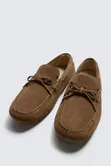 Original Zara Men's Driver Loafers - Brown Suede - 2