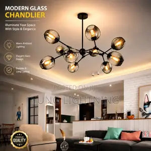 Modern Luxury Smoked Glass Chandelier LED Ceiling Light