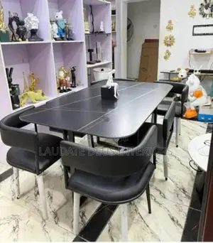 Contemporary 6-Seater Marble Top Dining Table