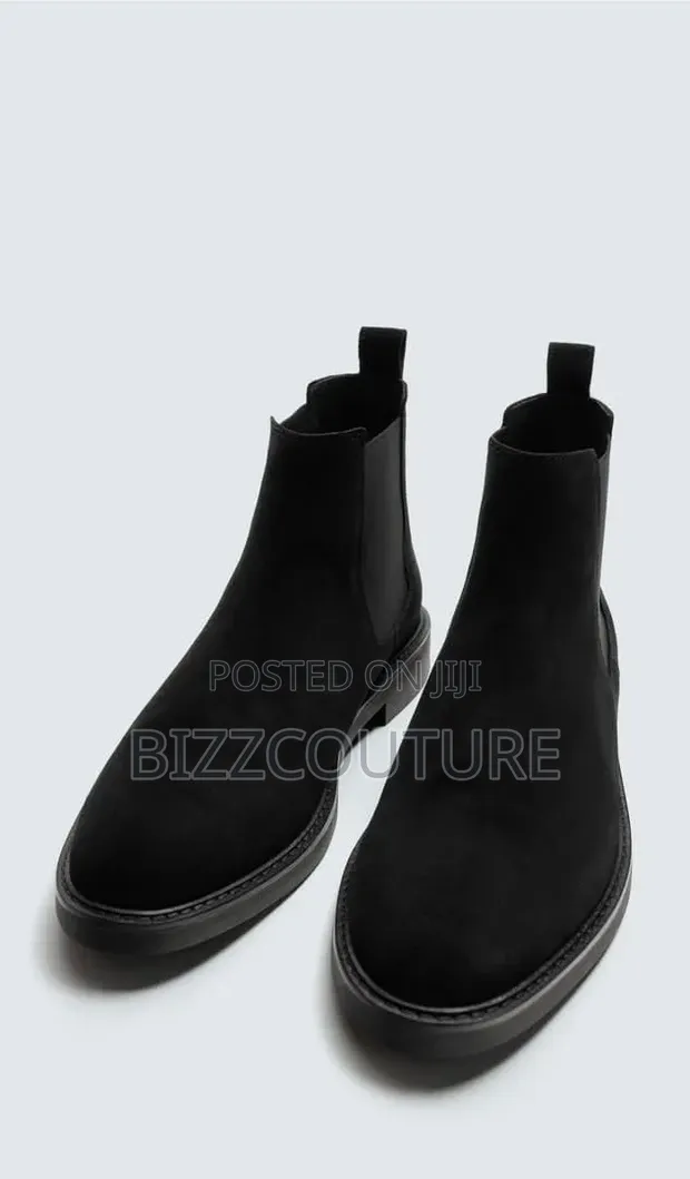 Original Zara Men's Chelsea Boots - Black Leather - 1