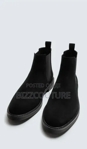 Original Zara Men's Chelsea Boots - Black Leather