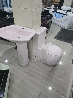Master Luxury Pedestal Sink & Toilet Set - Pink Mai Haske