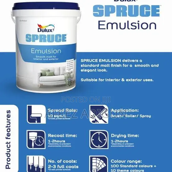 Dulux Spruce Emulsion Paint (Steeze White), 20L - 1