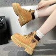Women's Chunky Platform Combat Boots - Tan, Size 38-40 - 1
