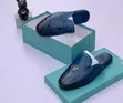 PRADA Men's Blue Crocodile Pattern Luxury Slides - 2