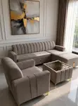 Luxury L-Shaped Sofa Set with Ottoman - 1