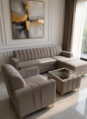 Luxury L-Shaped Sofa Set with Ottoman