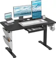 Sleek Black Electric Height Adjustable Desk with Drawer - 1