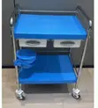 2-Tier Instrument Trolley with Double Drawer - 1