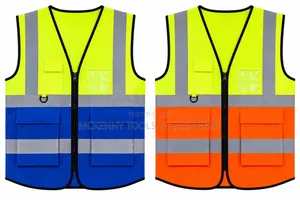 High Visibility Reflective Safety Vest mai Aljihu & Zip