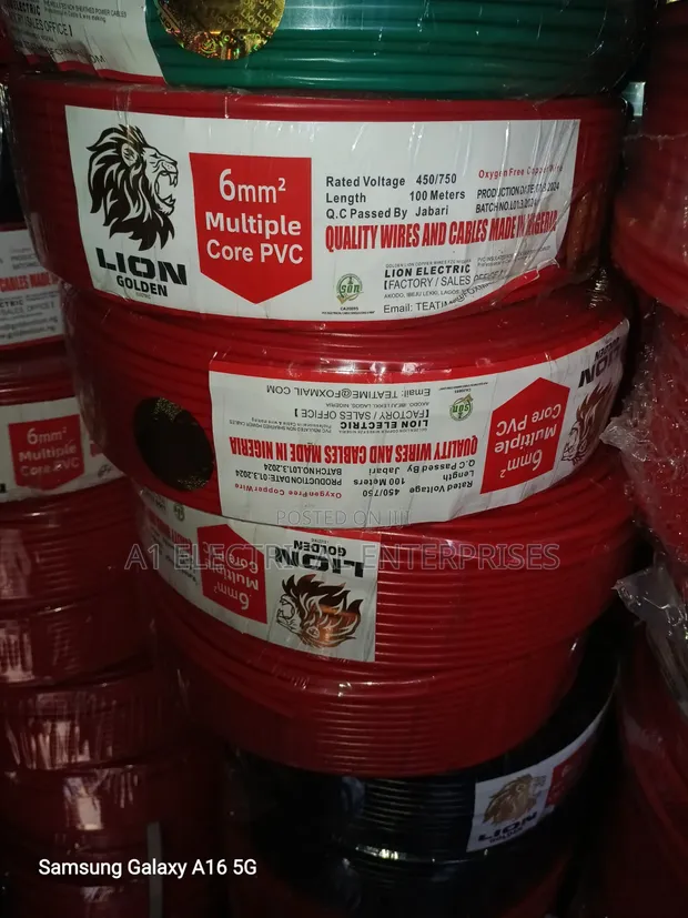 6mm Single Core Copper Cable - Golden Lion - 1