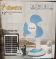 Eimlite Rechargeable Table Fan 12" with Solar Panel & LED Light - 1