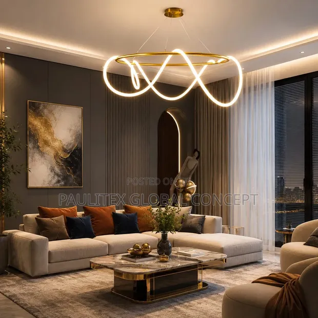 Gold Infinity Loop LED Pendant Chandelier - 1