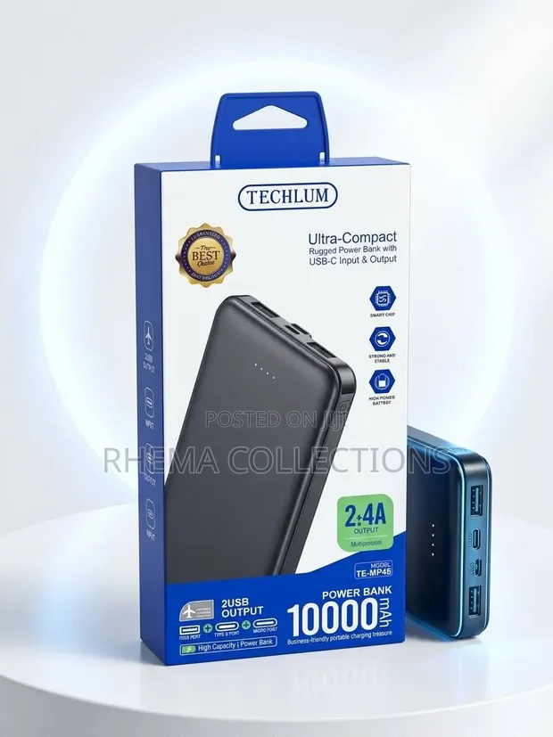 Techlum 10,000mAh Ultra-Compact Rugged Power Bank - 1