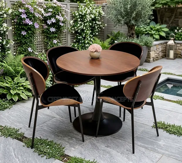 Luxury Round Restaurant/Dining Table with Four Chairs - 1