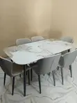 Classic Marble Dining Table with 6 Chairs - 1