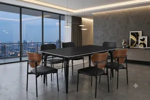 Luxury Rectangular Dining Table tare da Kujeru Shida
