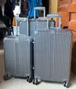 Grey Vertical-Striped Aluminum Trolley Suitcases (Set of 3) - 2